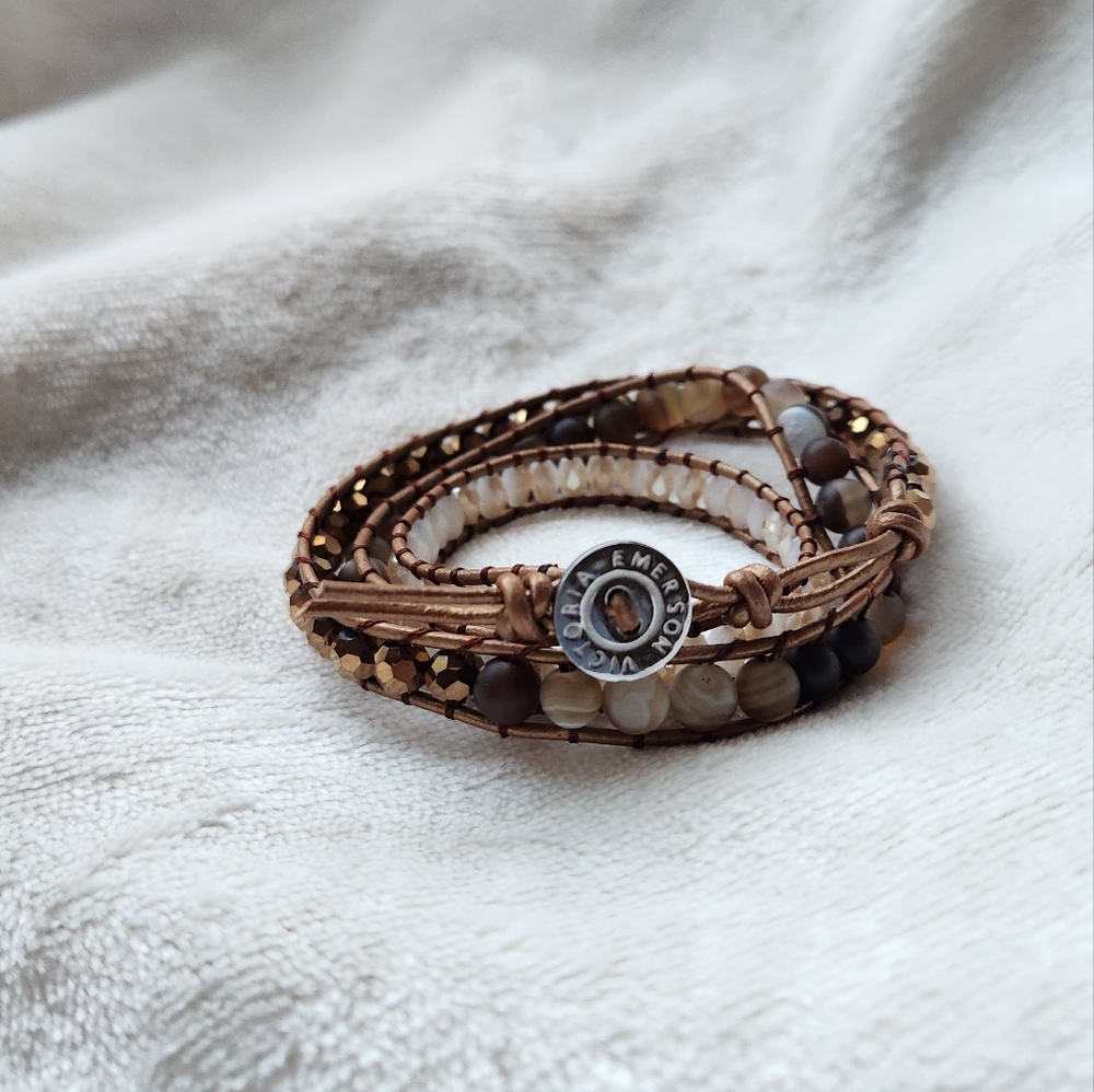 Brown Beaded Wrap Bracelet